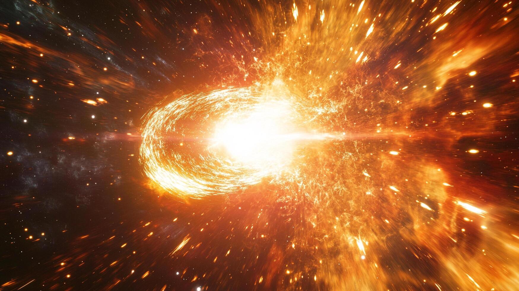 A cosmic explosion erupts in the vast expanse of space, radiating energy in a spectacular display of astrophysical phenomena. photo