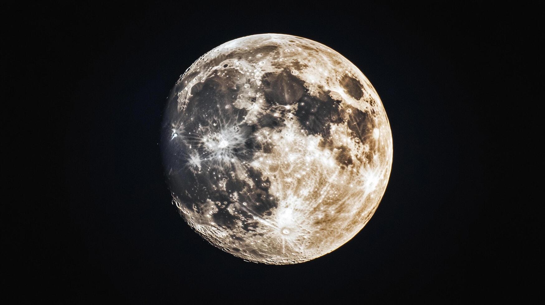 Detailed lunar surface shines brightly against the dark cosmic expanse, revealing craters, mountains, and valleys. A breathtaking celestial view. photo