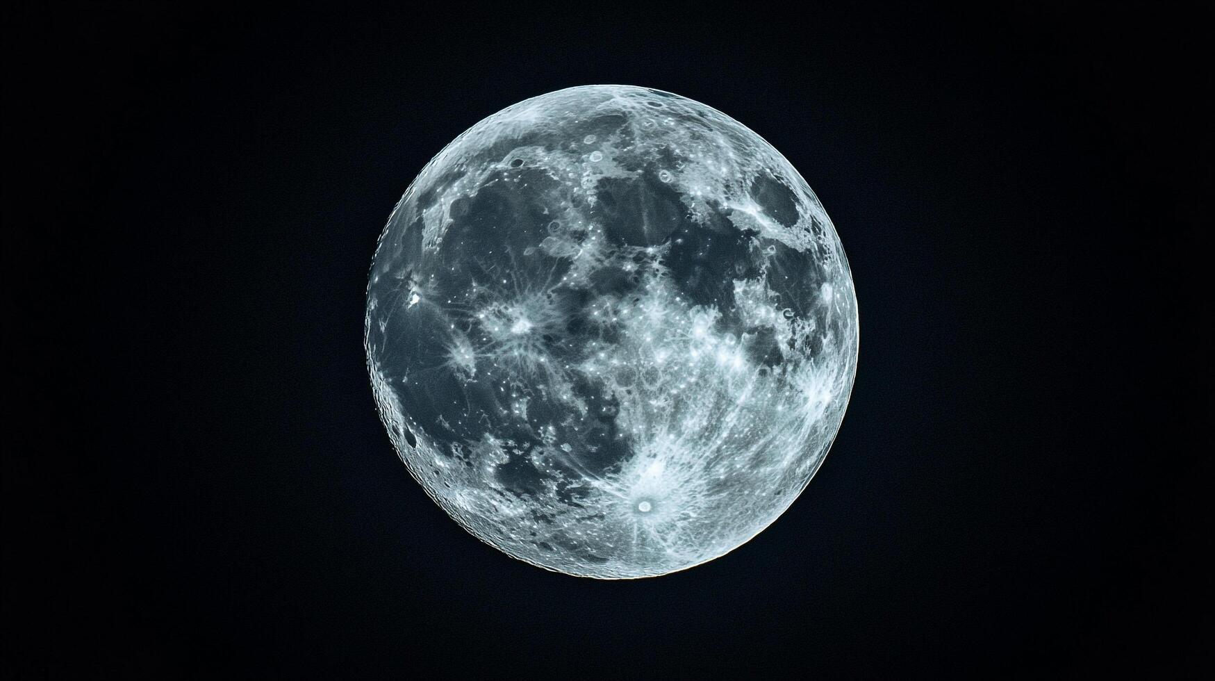 Detailed view of a full moon displaying lunar surface textures, craters, and bright regions. The moon contrasts against the dark sky. photo