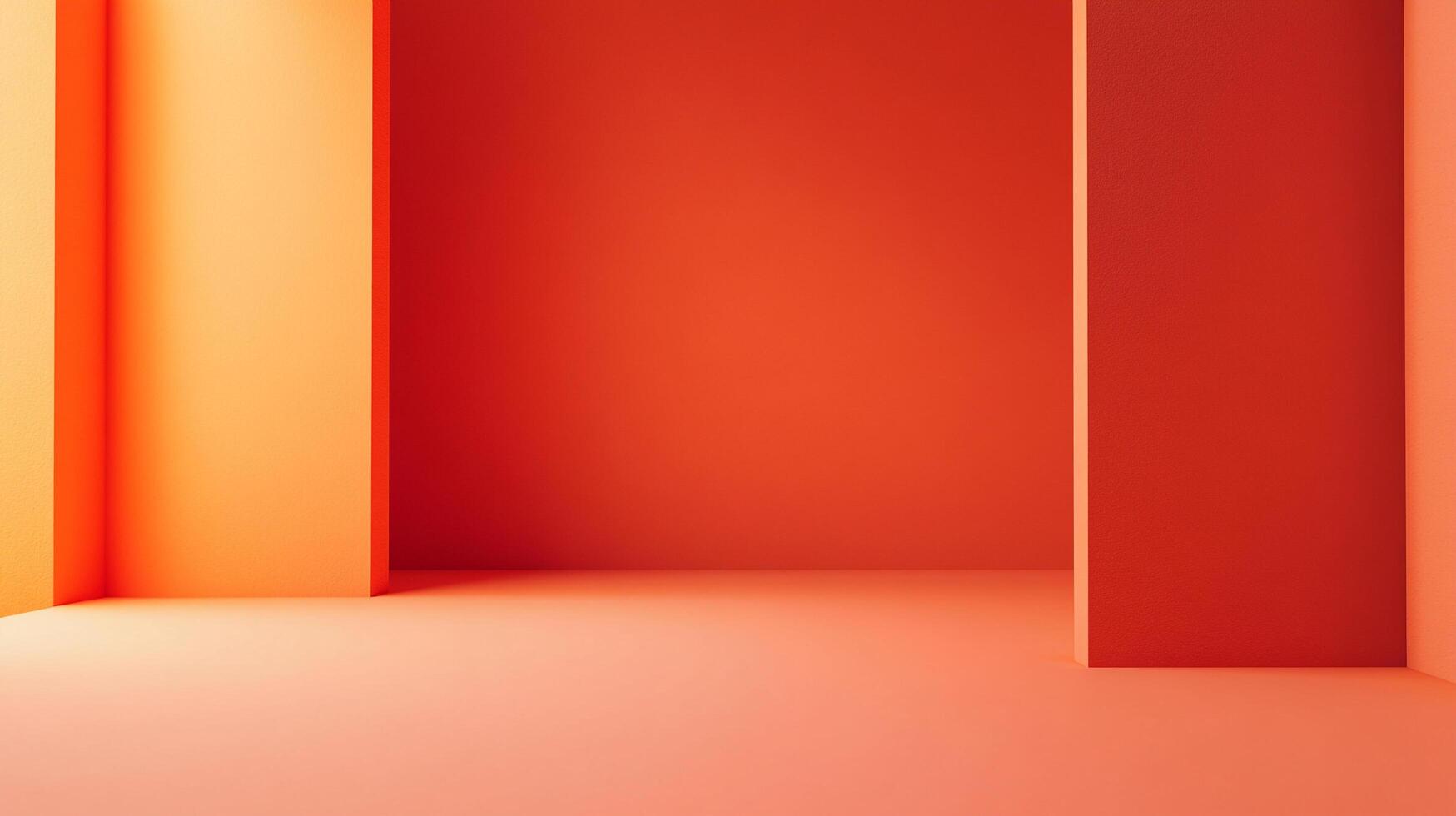 An abstract geometric space filled with vibrant orange hues and play of light, creating a lively and energetic atmosphere that encourages creativity and exploration. photo
