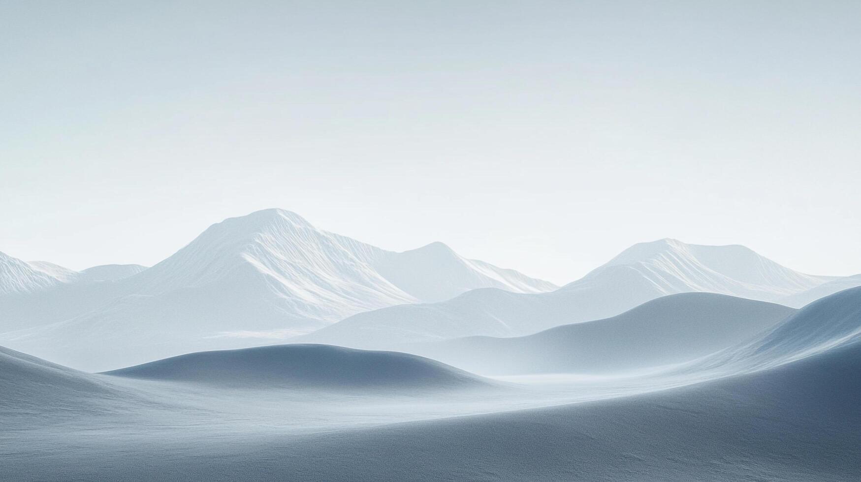 This tranquil image features softly undulating mountains in serene white tones, capturing a sense of purity and calm that resonates with nature and minimalism. photo