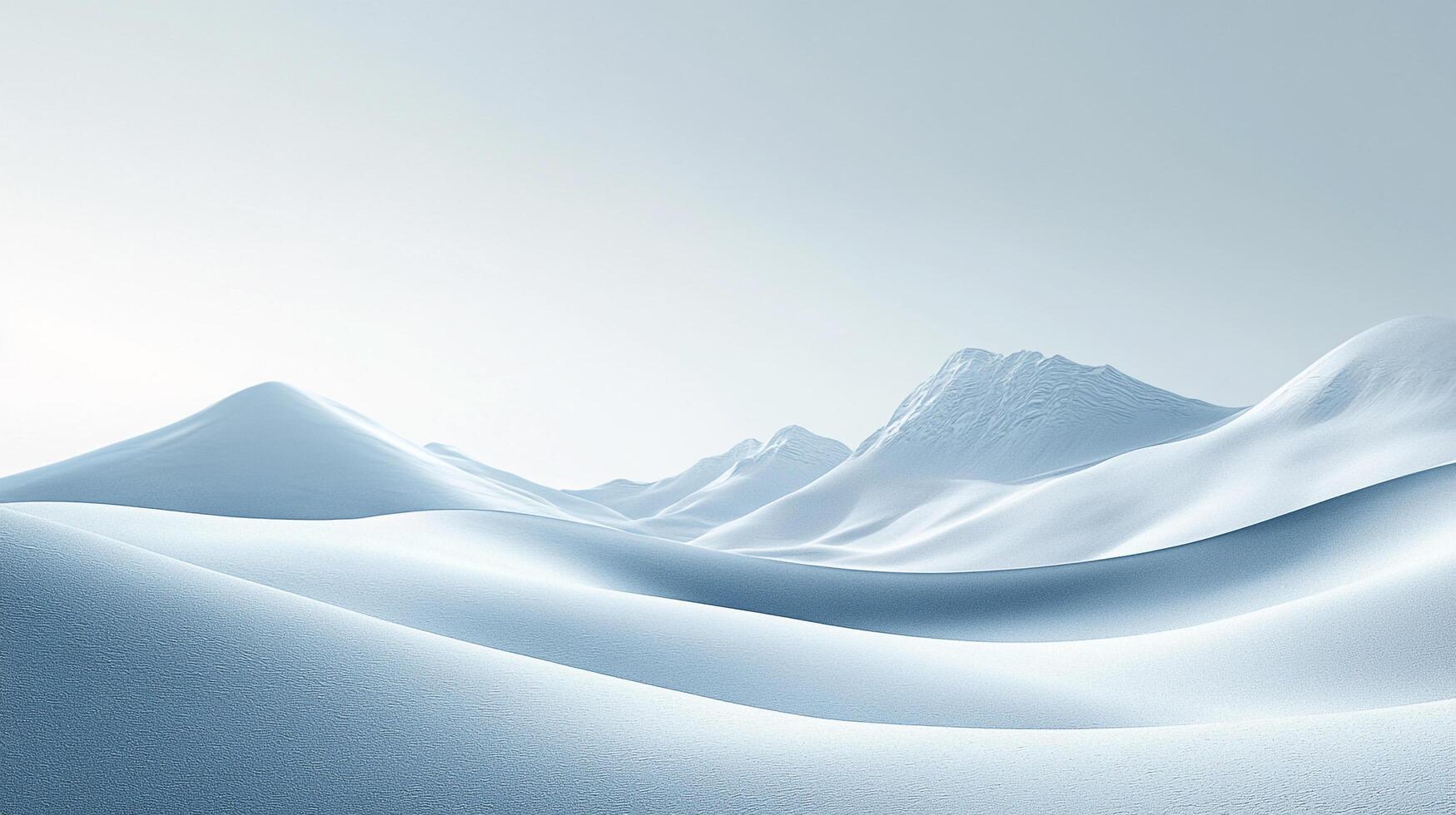 A breathtaking winter landscape featuring smooth, snow-covered hills illuminated by soft light, conveying feelings of purity, tranquility, and peacefulness. photo