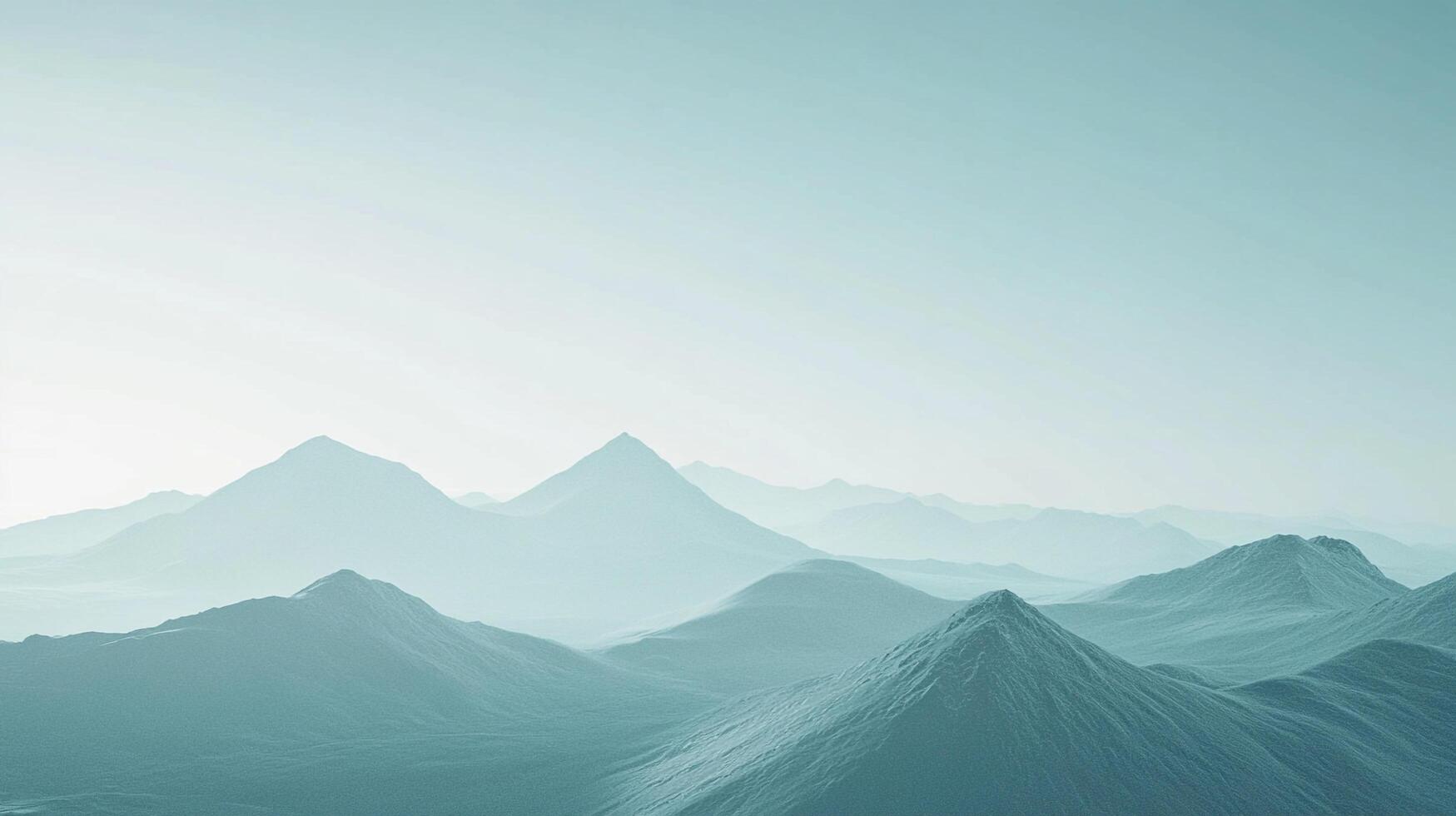 A striking depiction of majestic mountains reaching toward a bright sky, enveloped in soft hues, exuding a sense of calm grandeur and natural beauty. photo