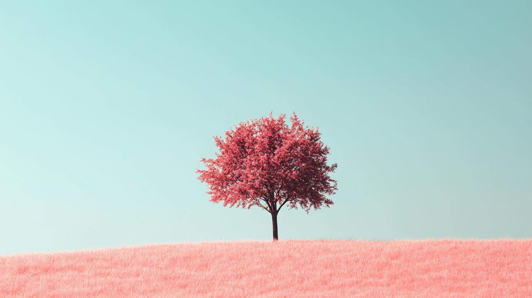 A vibrant image of a blossoming tree against a bright sky showcases nature's beauty and resilience, conveying feelings of joy, hope, and renewal in a colorful landscape. photo