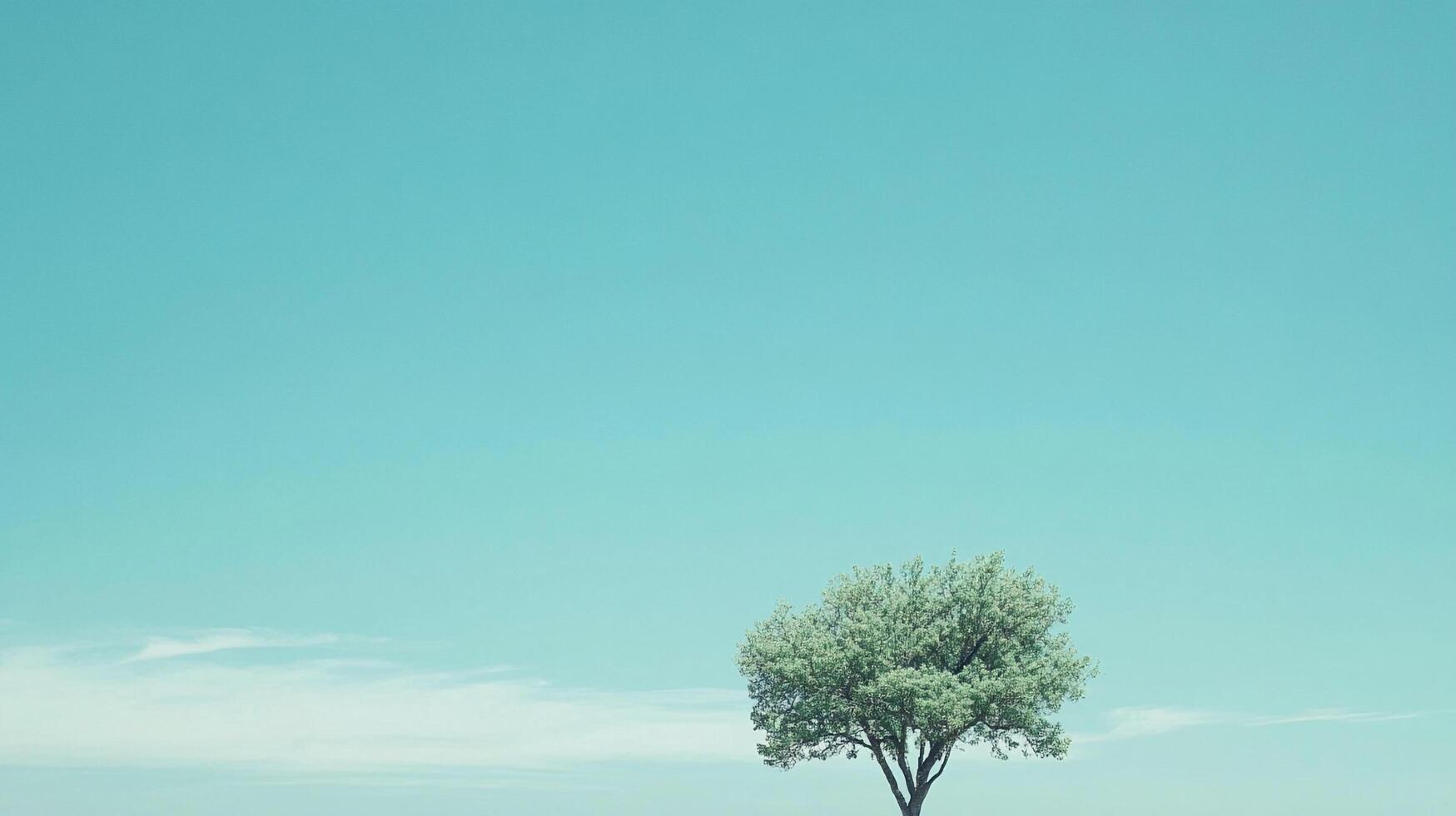 A solitary tree stands magnificently against a clear blue sky, symbolizing resilience and tranquility in nature's vast expanse of beauty. Ideal for serene landscapes. photo