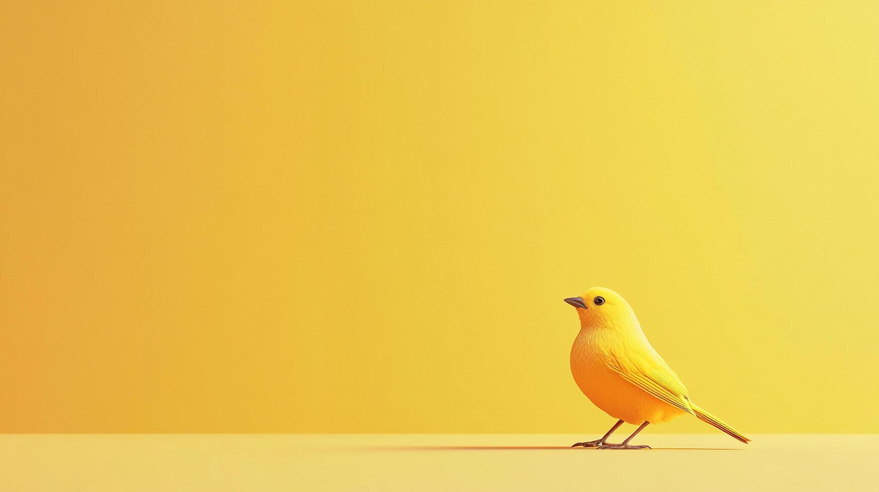 A cheerful yellow bird stands prominently against a vivid yellow backdrop, showcasing the beauty of color contrast and the liveliness of nature's creations. photo