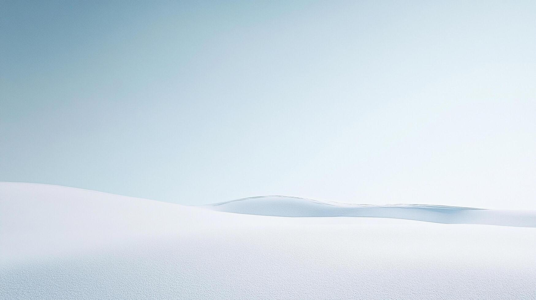 An ethereal landscape featuring smooth, undulating white snow dunes that stretch into the distance, creating a serene and tranquil atmosphere under a soft blue sky. photo