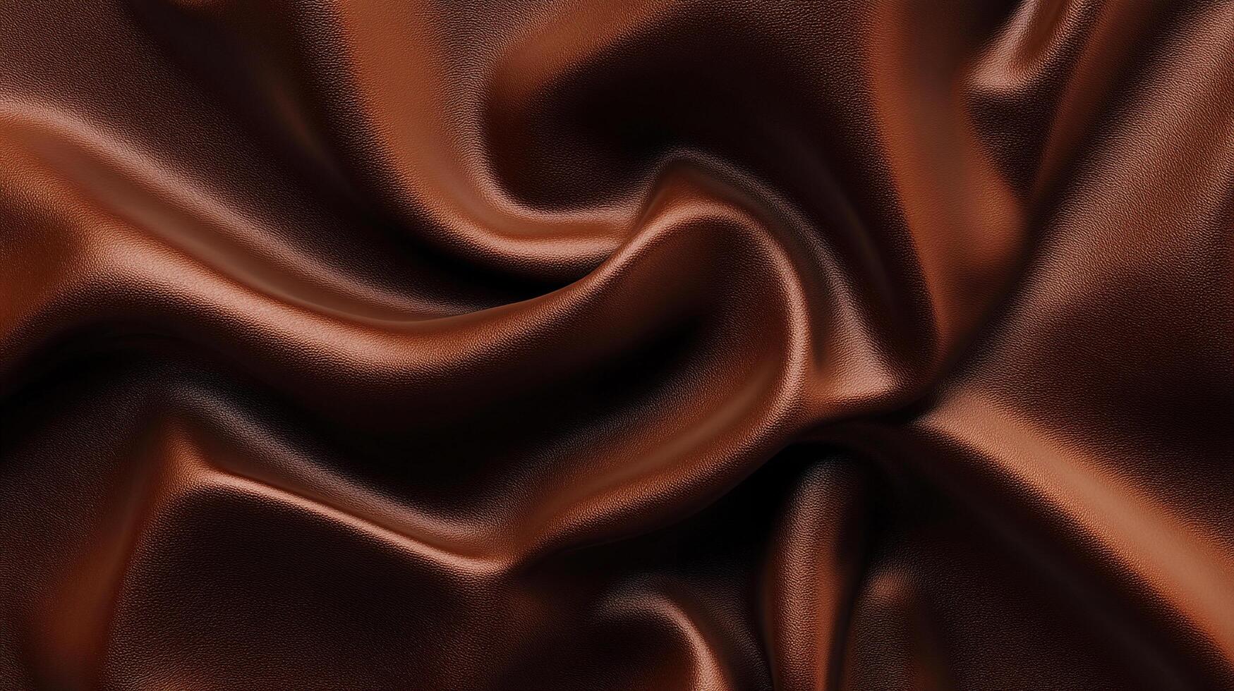 Abstract textile with rich brown folds. Texture is evident. Could represent chocolate, earth tones, or other nature-inspired material. photo