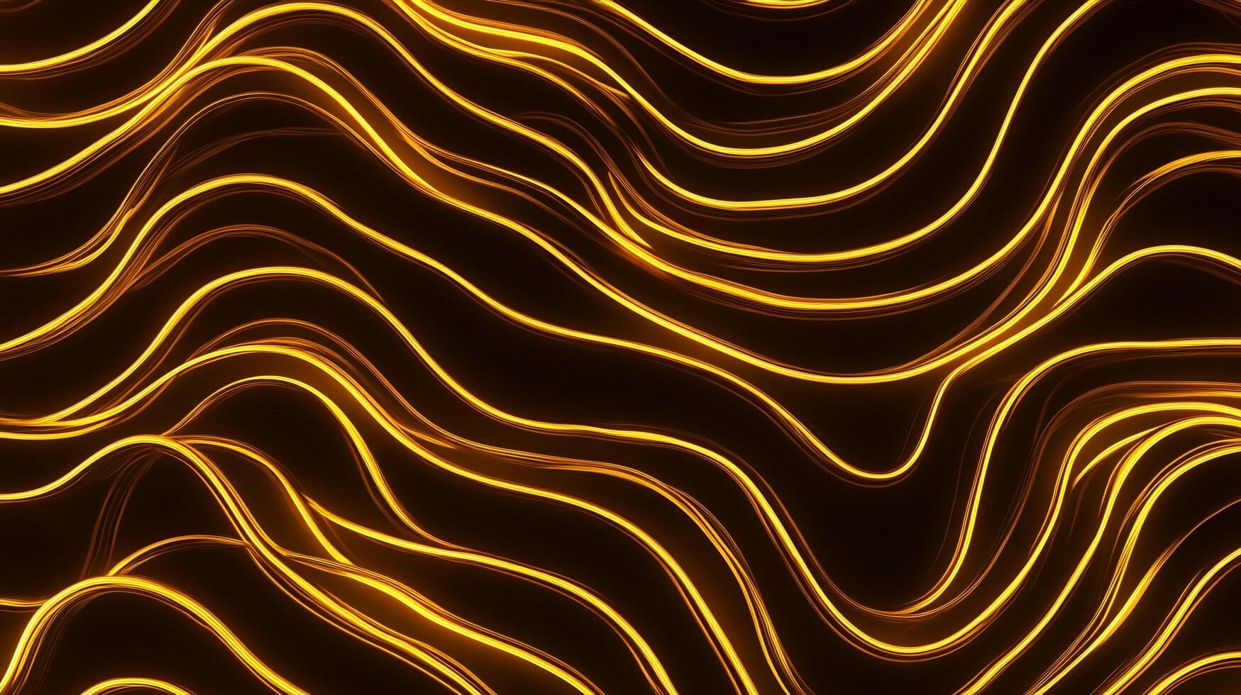 Golden waves, glowing strands intertwine, forming mesmerizing patterns. Abstract curves dance in a sea of dark contrast, captivating the viewer. photo