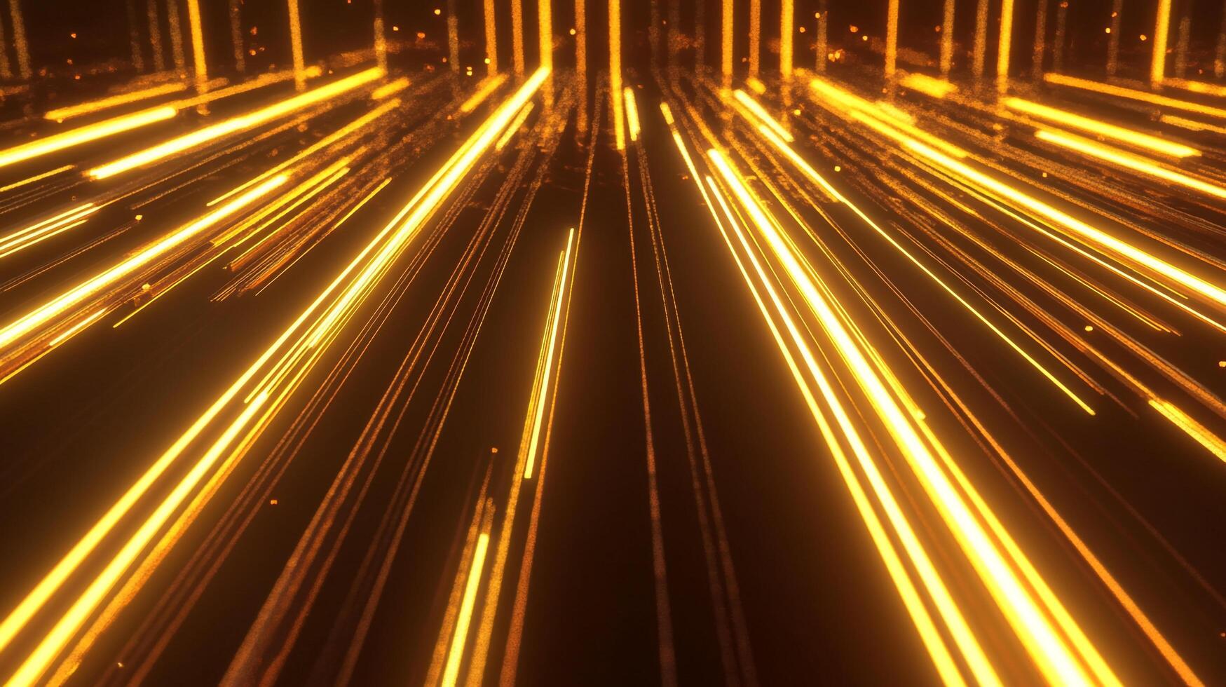 Golden light streaks create a futuristic, high-speed digital effect, evoking technology and movement. Visual concept for innovation. photo