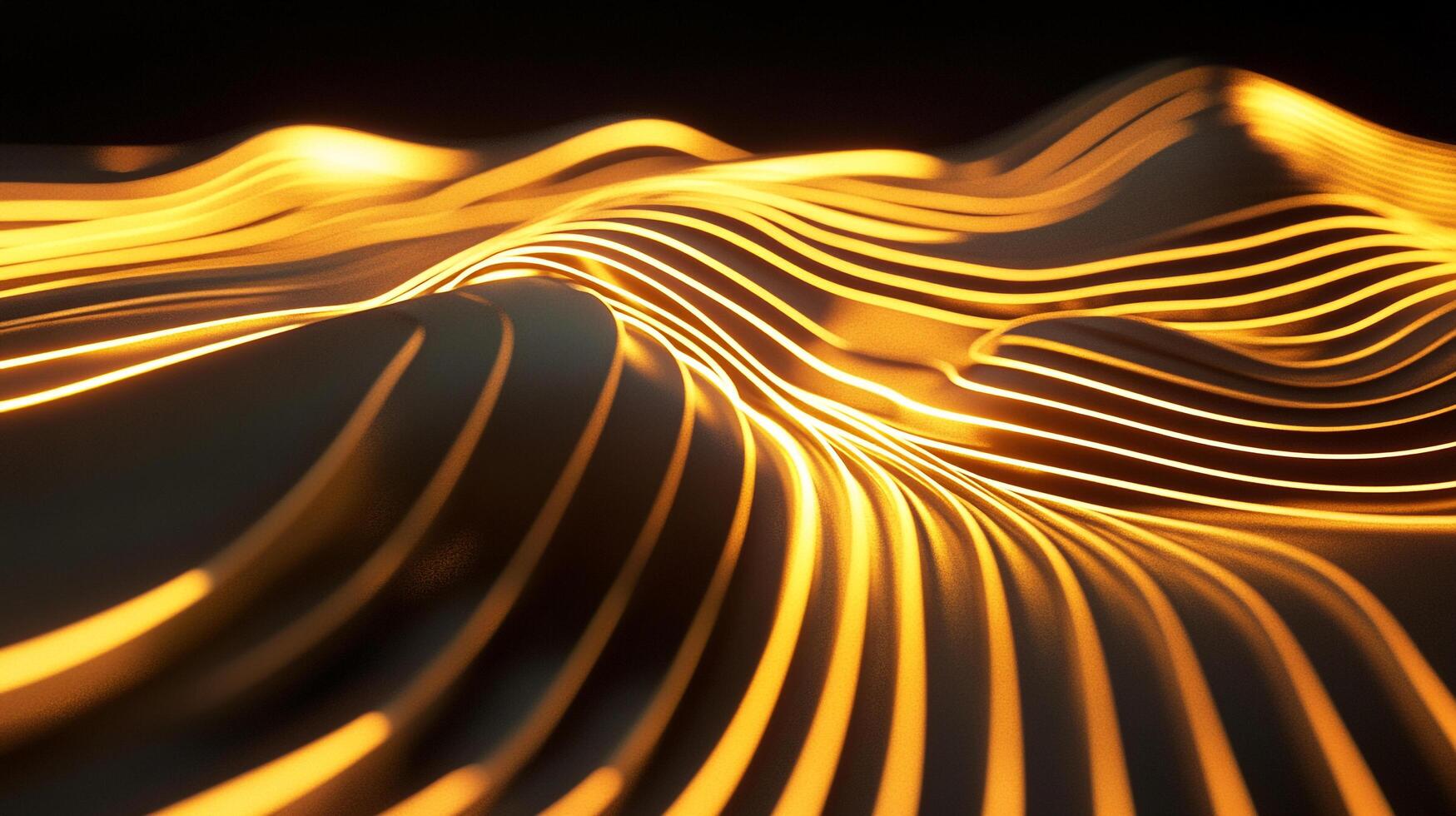 Abstract glowing lines over a dark, undulating surface, creating a sense of depth and subtle warmth in a modern design. photo