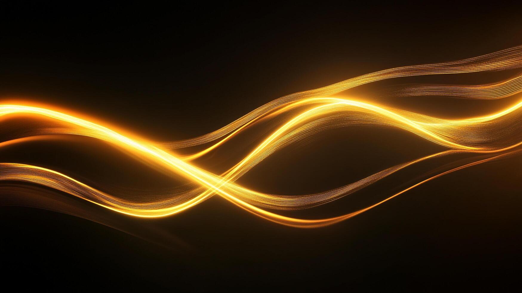 Abstract light painting against black. Golden, flowing forms create a dynamic, modern feel. Perfect for backgrounds and creative designs. photo