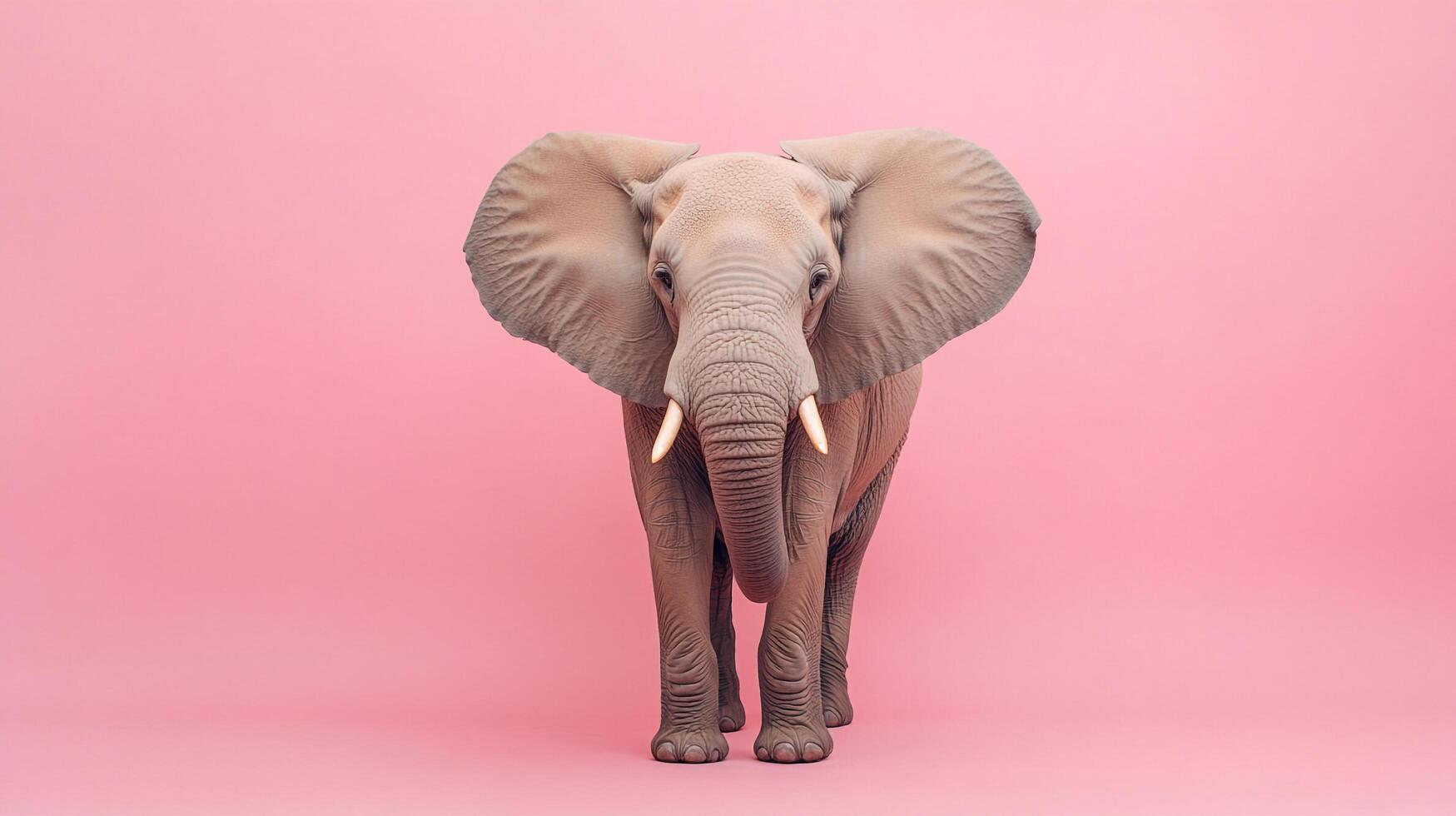 Elephant portrait against pink background. Captivating animal photography highlighting the majestic creature in vibrant, unexpected setting. photo