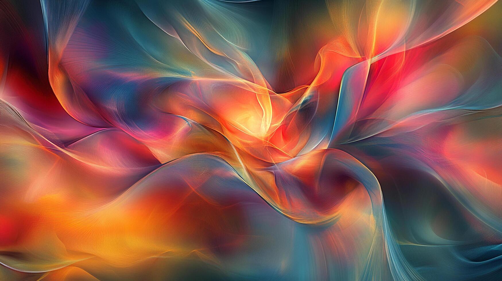 An abstract blend of vibrant colors swirling together, creating a dynamic and fluid motion with hues of orange, blue, and red. photo