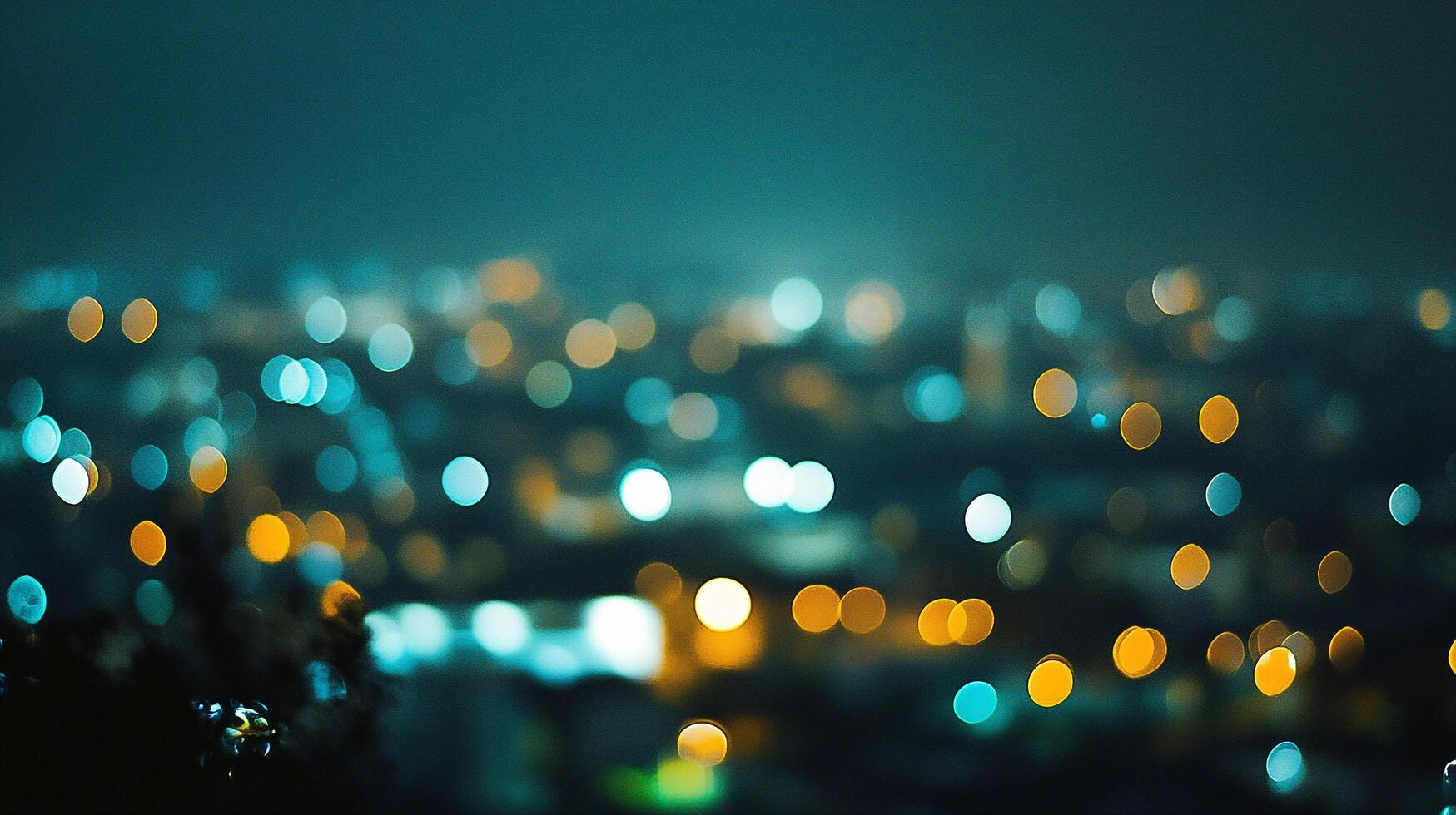 Bokeh lights of a city at night creates a dreamy, atmospheric background, blurring the line between urban landscape and abstract art. photo