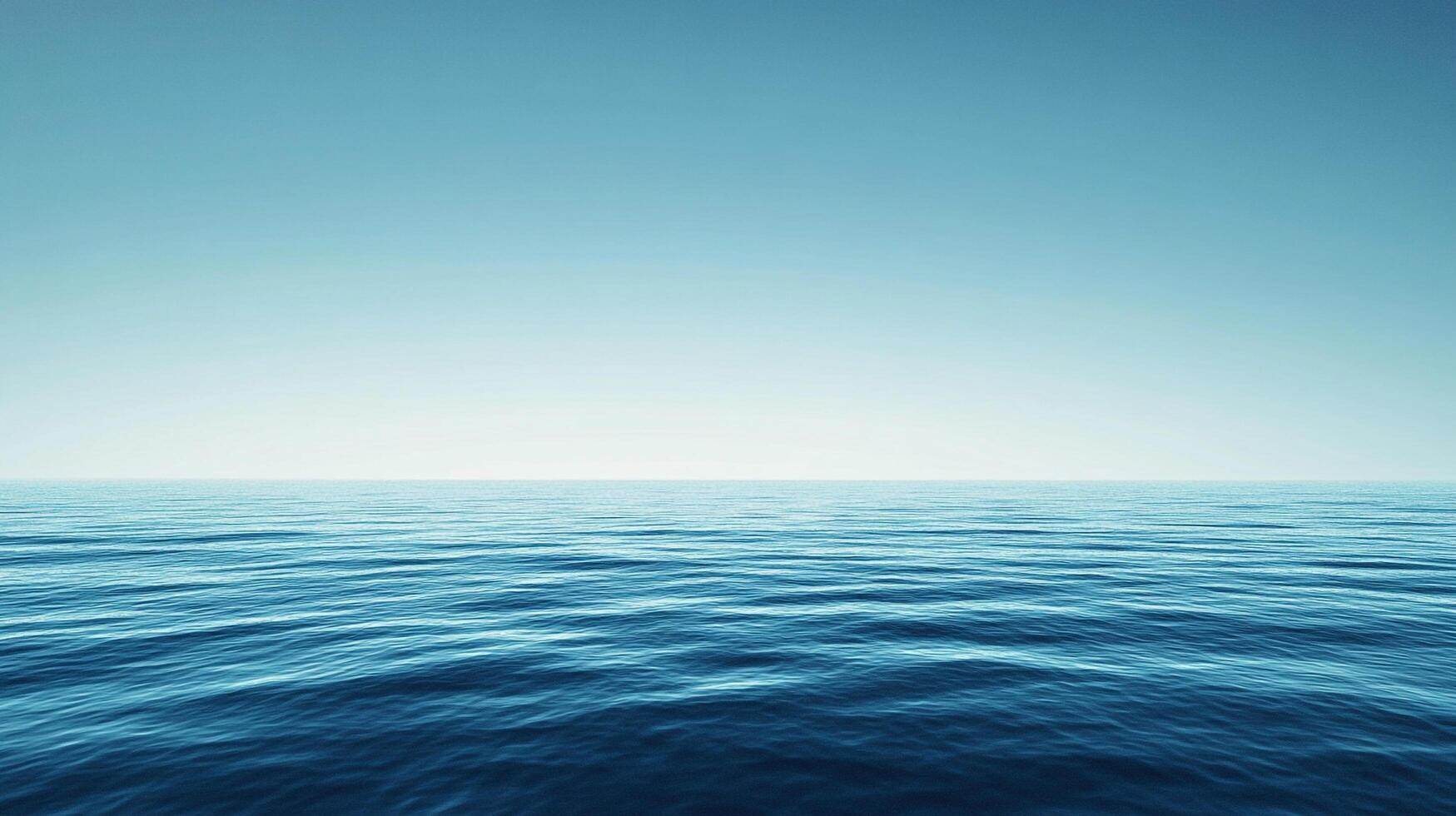 A breathtaking vista of the ocean's serene expanse, where the sky merges seamlessly with the tranquil waters, evoking a sense of limitless calm. photo
