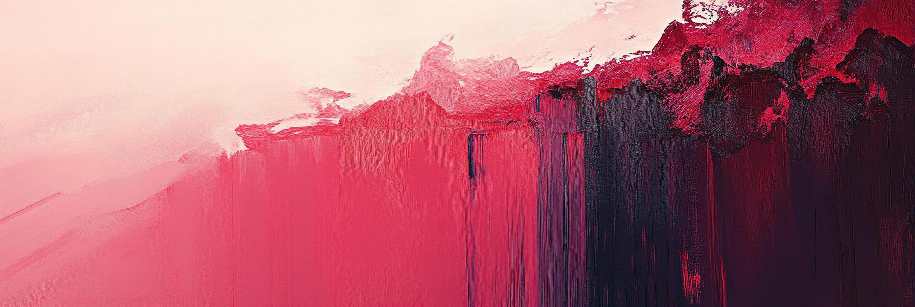Abstract painting in shades of red and dark purple. Vertical lines create a sense of depth and movement within the composition. photo