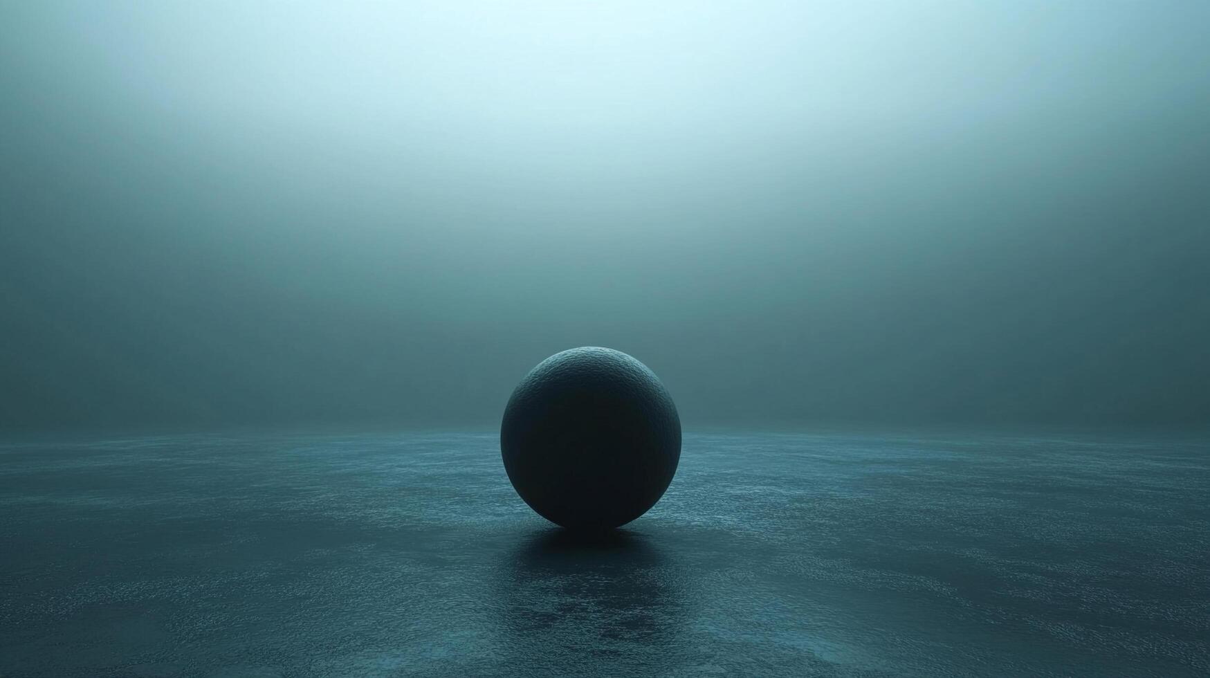 Mysterious sphere rests on a textured surface under soft, ethereal light. The scene evokes a sense of calmness and intrigue. photo