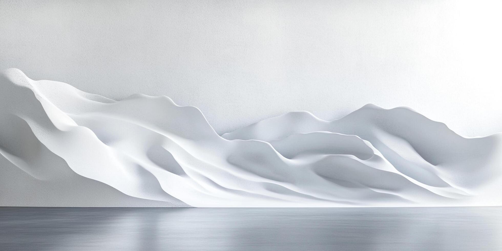 A white abstract art installation featuring flowing curves and a bright, minimalist aesthetic, creating a peaceful, modern atmosphere. photo
