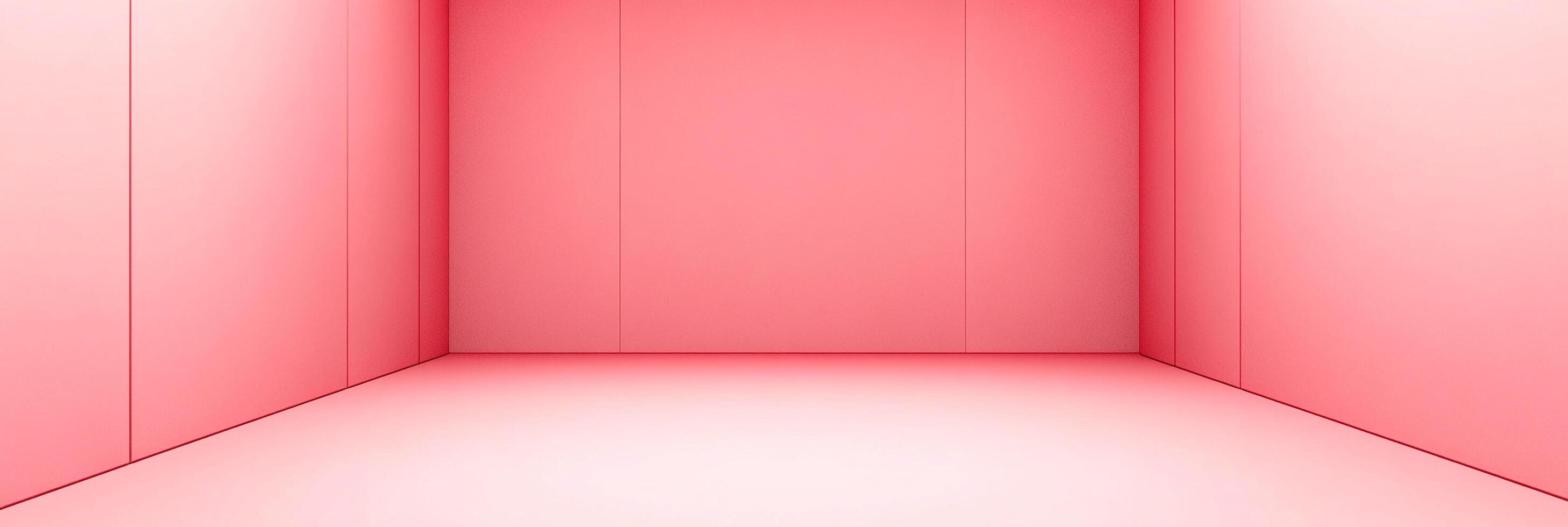 Minimalist pink room with clean lines and soft lighting, creating a serene and modern aesthetic for artistic expression and design. photo