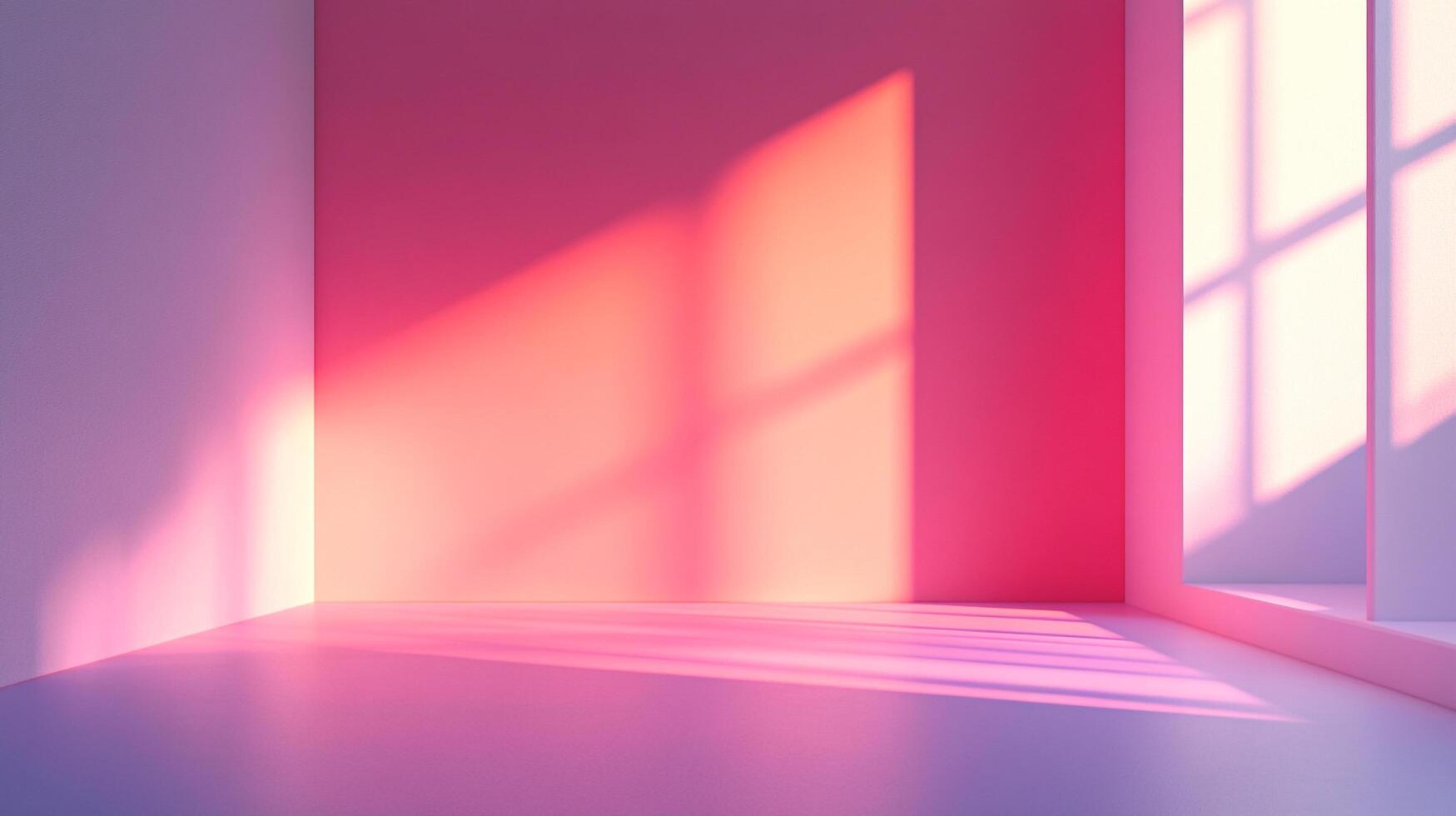 Sunlit room in pink hues. Abstract architectural shot with the light creating unique shade patterns in a pastel-colored setting. photo