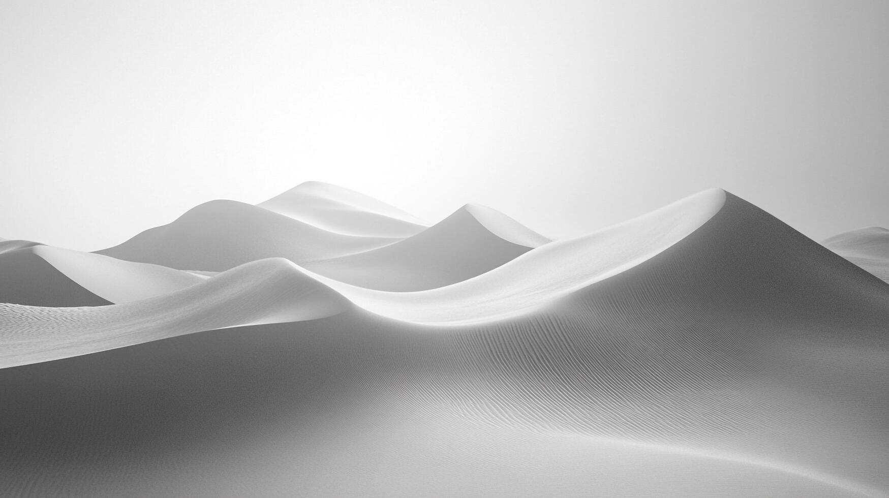 Monochrome dunes landscape creates a serene, minimalist scene. Rolling sands evoke tranquility and the subtle power of the desert. photo