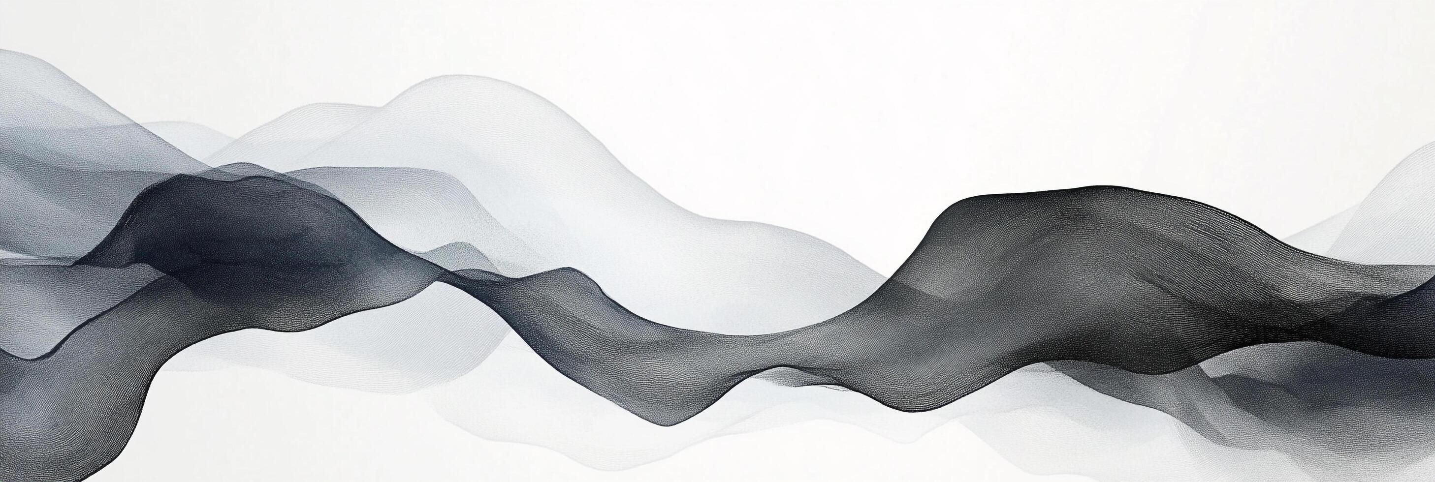 Abstract waves cascade across the canvas in monochromatic harmony, where delicate lines create a mesmerizing and fluid visual experience. photo