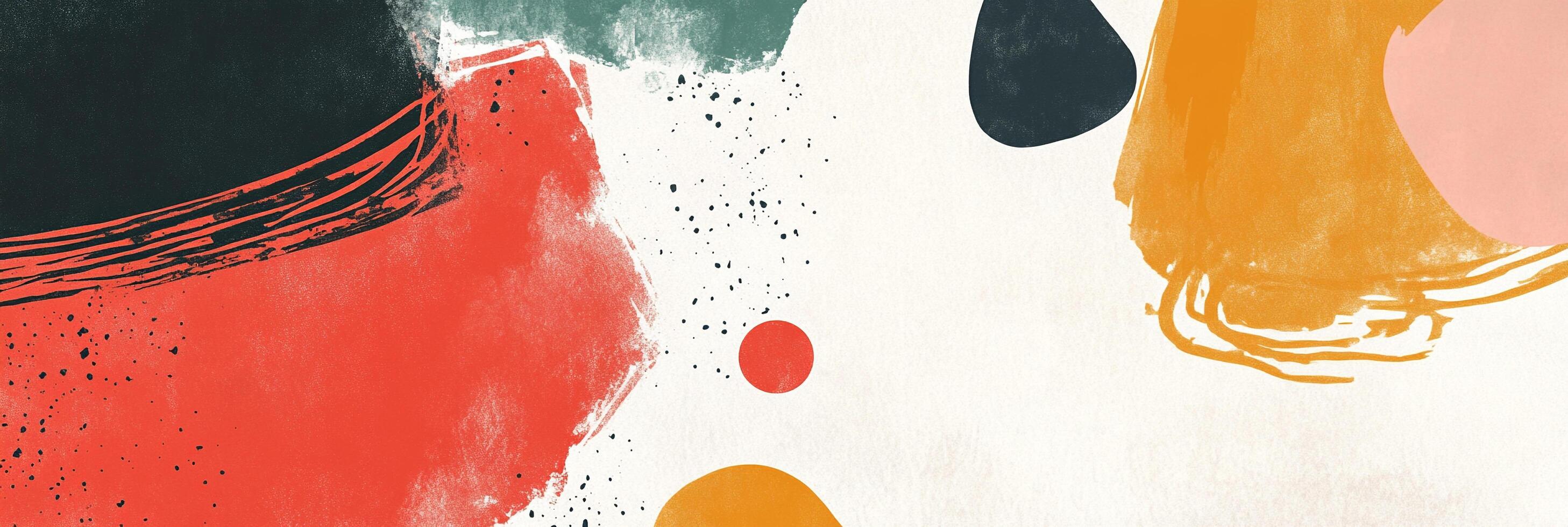 Abstract shapes and splatters in bold, bright colors create a dynamic and modern aesthetic. The composition evokes movement and energy. photo
