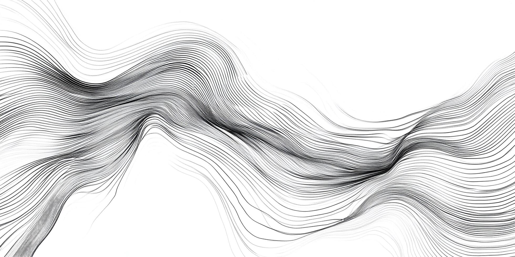 Abstract design featuring flowing, curving black lines on a white background, creating a sense of movement and depth in a minimalist style. photo
