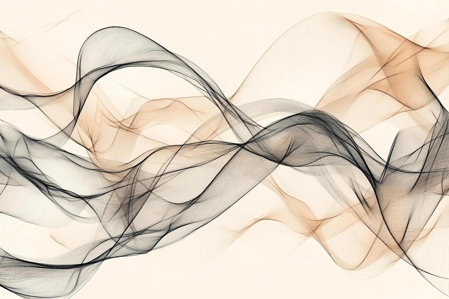 Abstract waves in black and bronze intertwine on a soft background. The delicate lines create a mesmerizing, elegant visual flow. photo