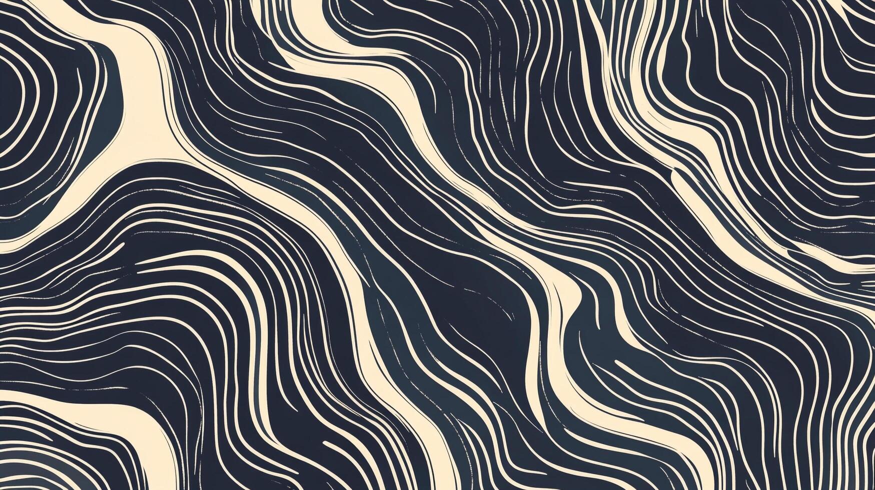 Abstract wavy lines in cream and navy create a dynamic, flowing pattern, reminiscent of natural formations or artistic strokes. photo