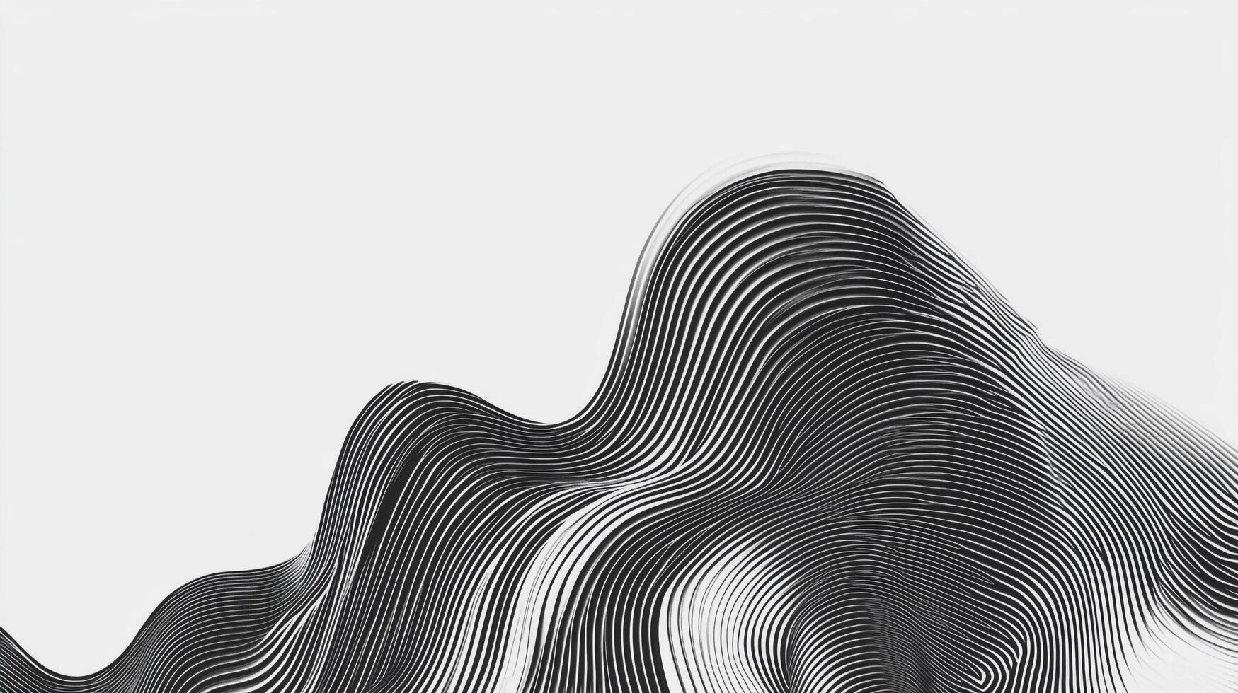 Monochrome wavy lines create a textured, sculptural effect, resembling layered terrain or flowing fabric in an abstract design. photo