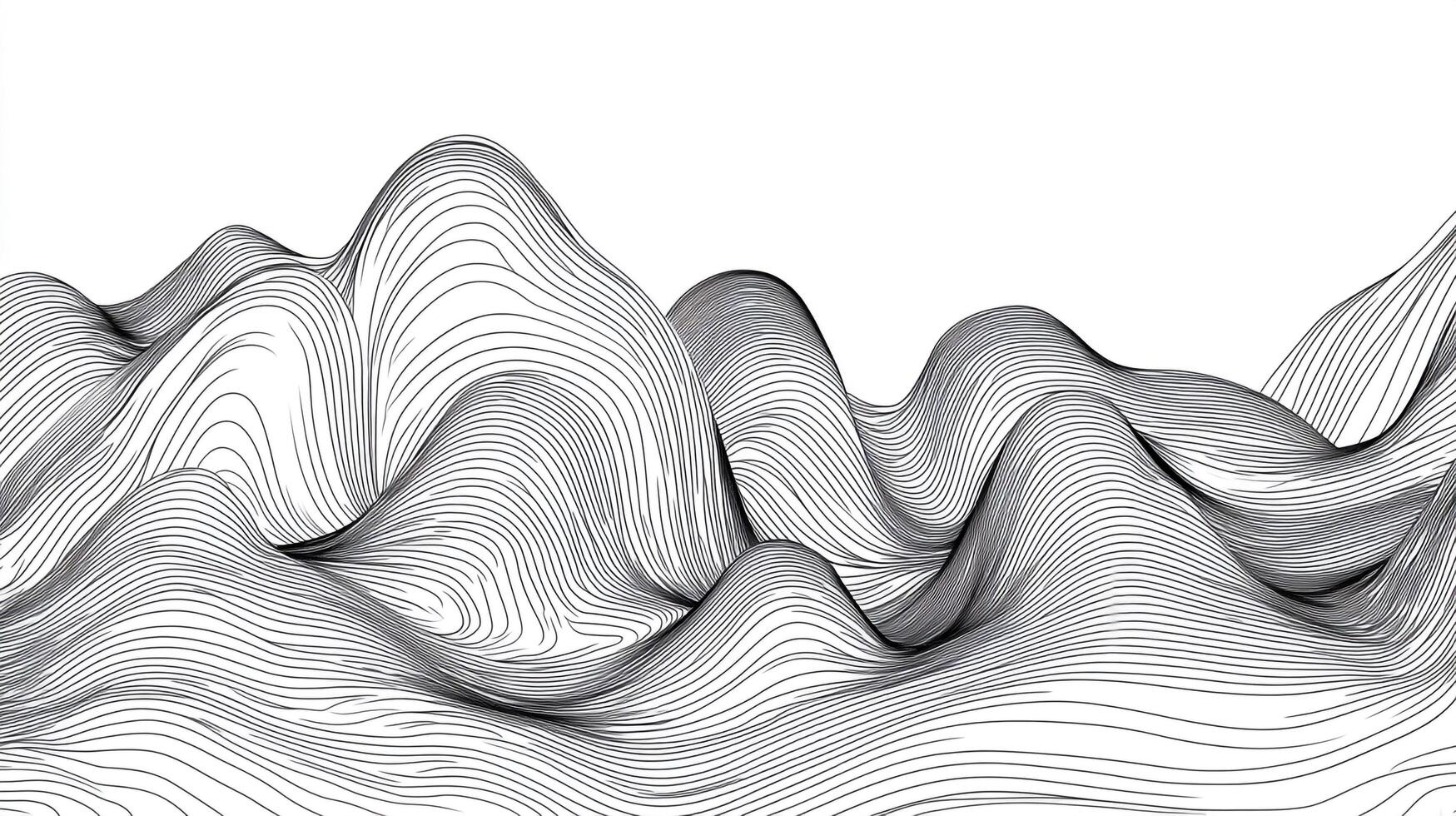 Abstract monochrome landscape of rolling hills. The flowing lines mimic natural forms, offering a serene and modern aesthetic. photo