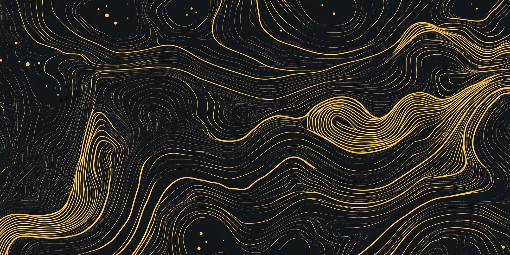 Abstract topographic map design. Golden contour lines create a sense of elevation and depth on a dark background. Modern and elegant. photo