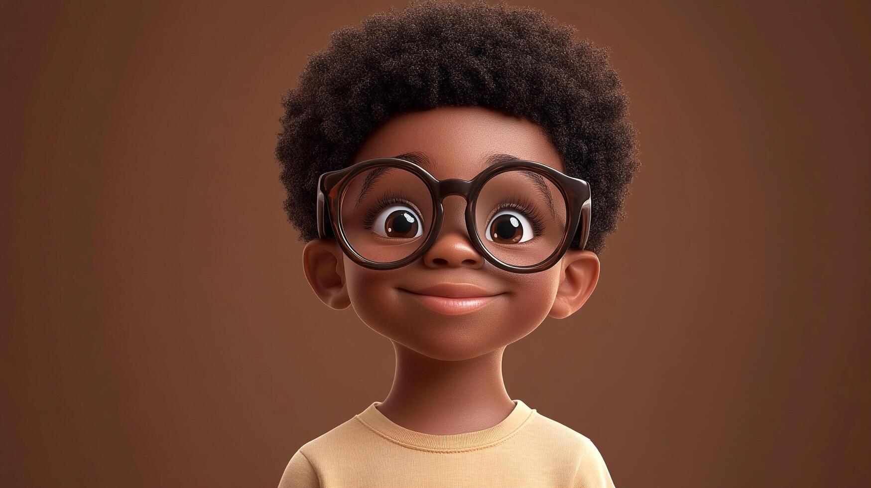 Smiling boy with glasses is a portrait of happiness and charm. This image embodies the joy of childhood with warmth. photo