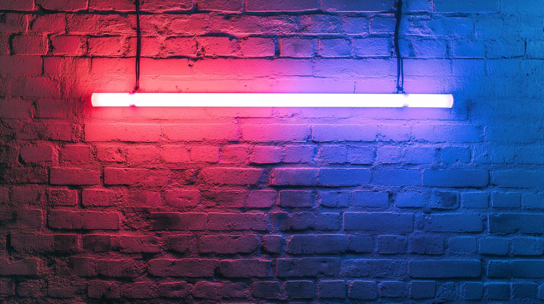 Illuminated brick wall with vibrant neon lighting, casting colorful hues and creating a captivating visual effect in a dark atmosphere. photo