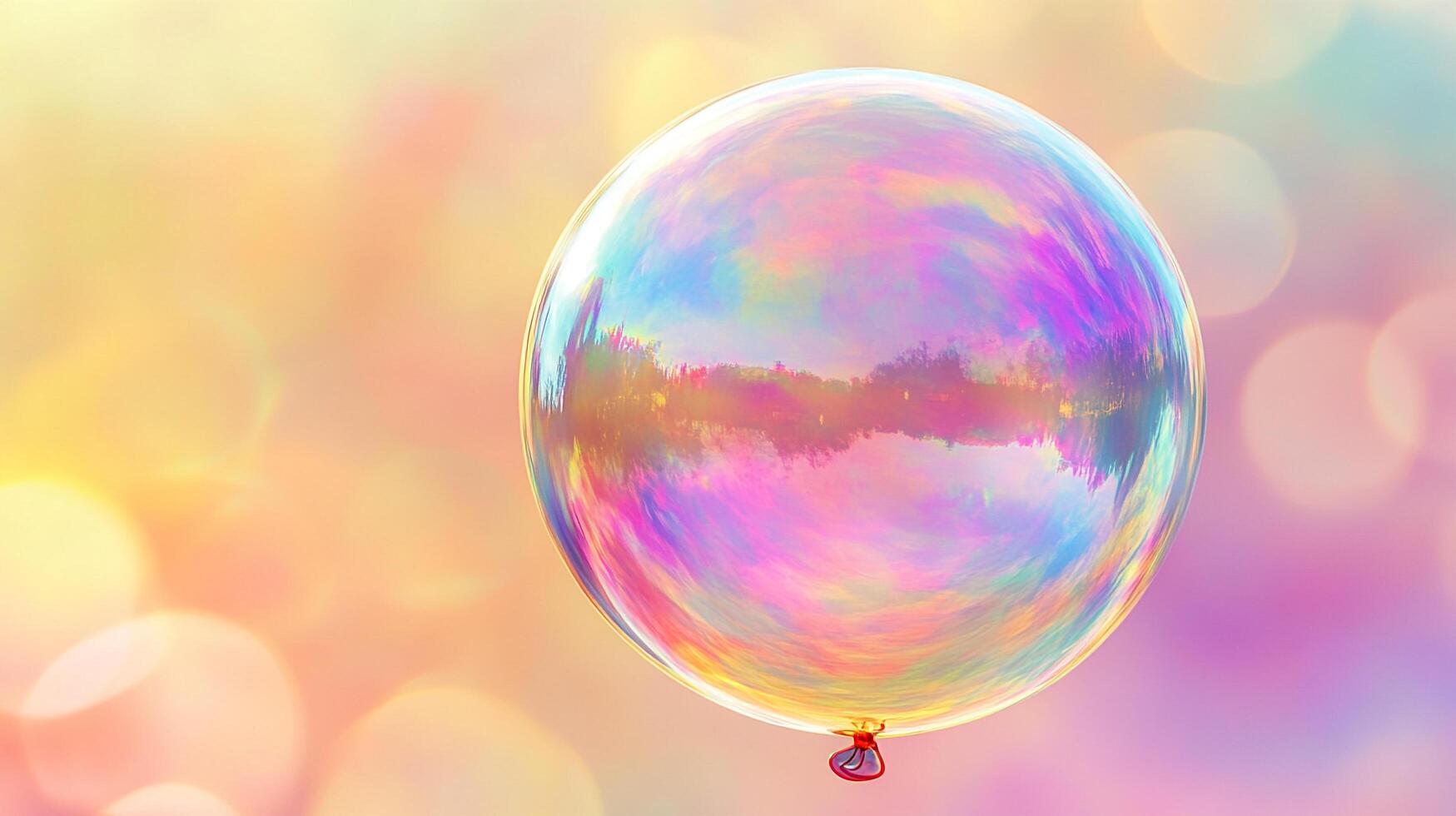 Iridescent balloon with rainbow colors. Captures the joy and celebration of a festive day. A symbol of dreams, lightness, and freedom. photo