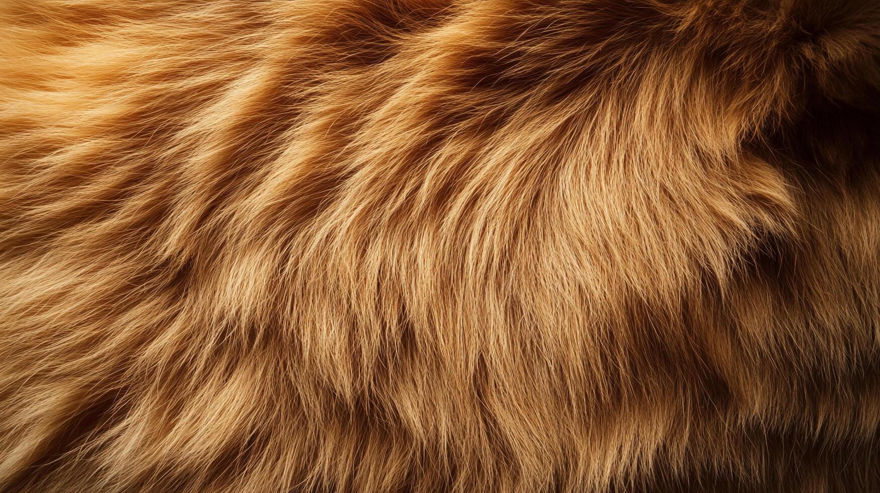 A close-up photograph captures a mesmerizing array of soft, long, and wavy fur, exhibiting a warm and inviting texture. The animal fur is lustrous. photo