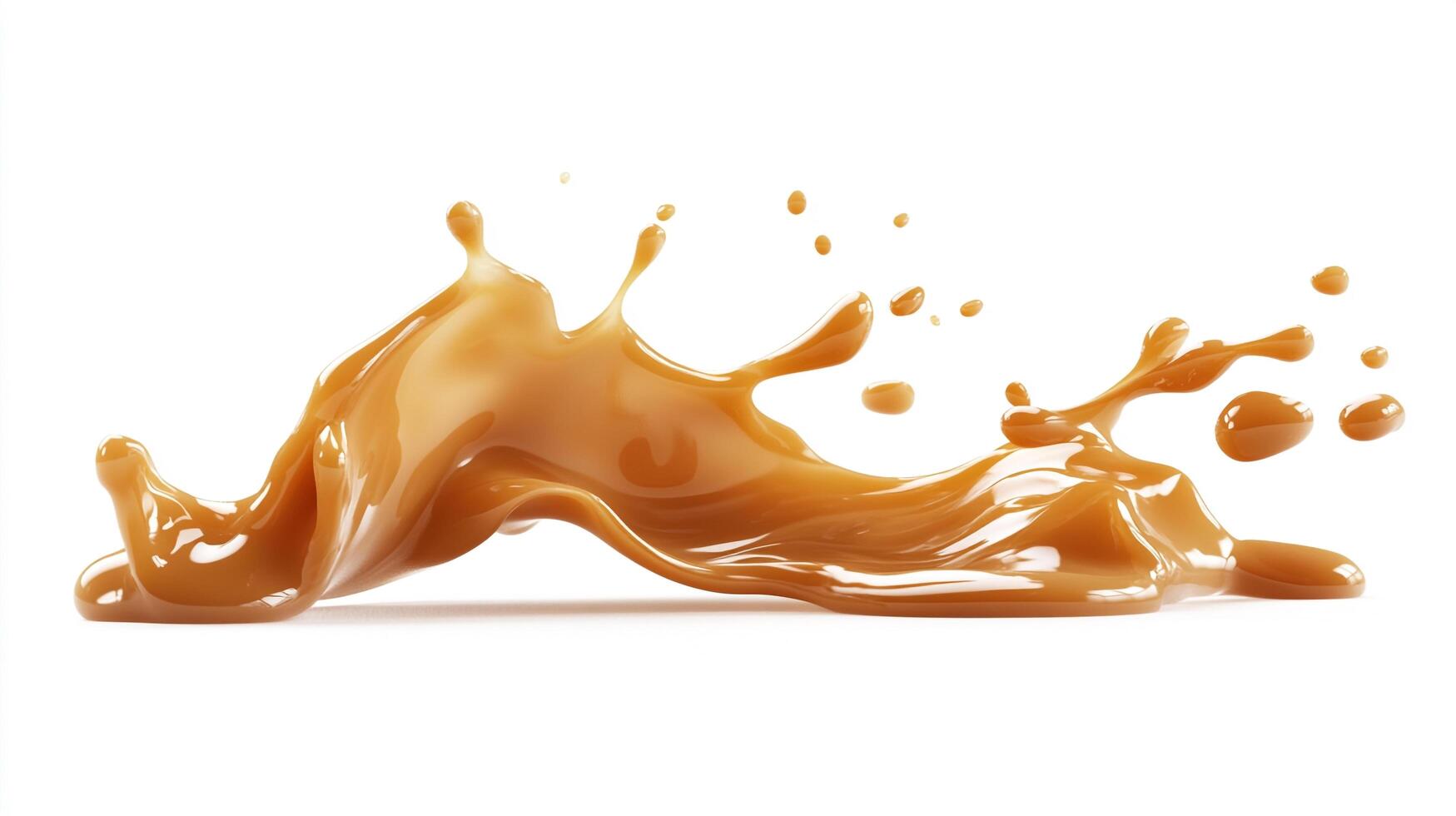 Golden splash on a plain background showcasing texture, movement, and fluidity. Perfect for adding depth to designs and showcasing the beauty. photo