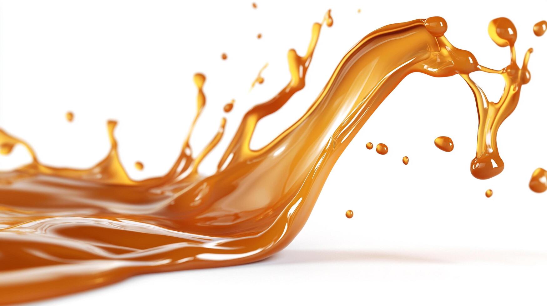 Dynamic liquid splash, creating abstract shapes and patterns. Captures movement and fluidity against white backdrop. Golden fluid. photo