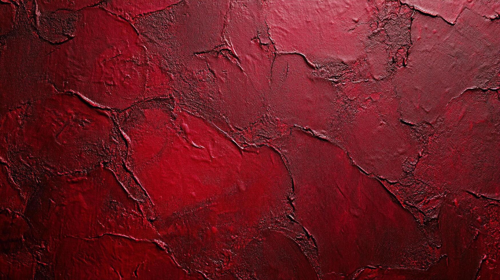 Textured surface painted in shades of deep red, creating depth and visual interest with its raised pattern and tonal variations. photo