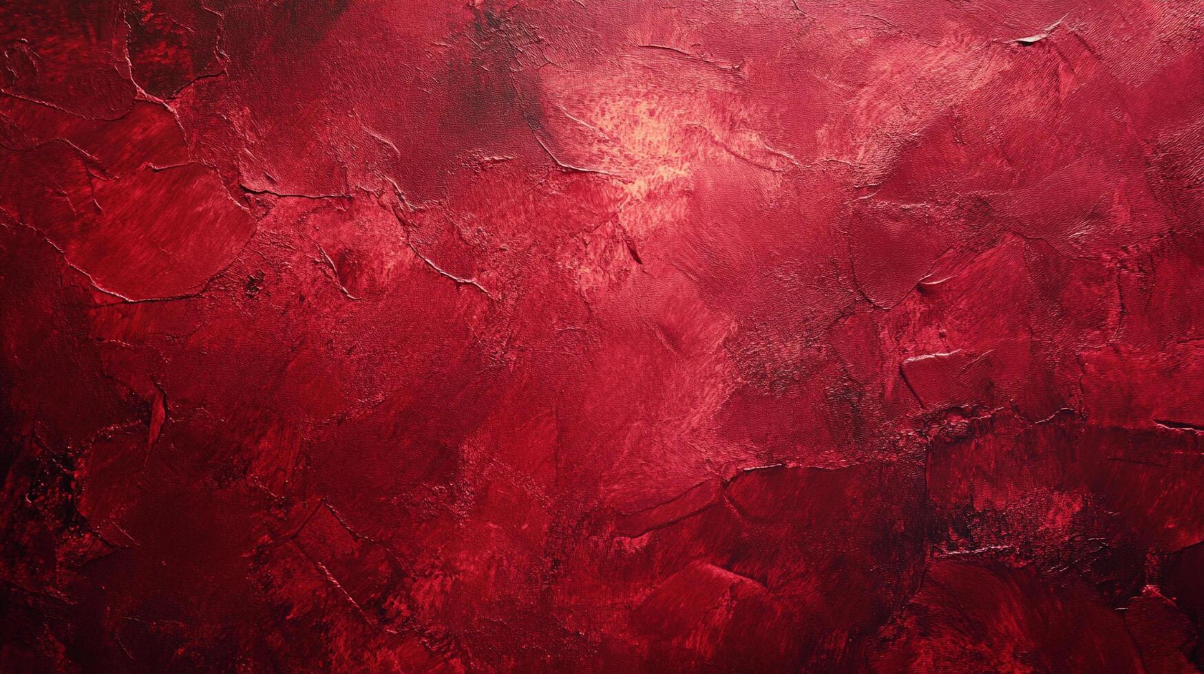 Textured artwork showcasing layered paint in gradient crimson and burgundy hues. The surface is rough and dynamic. photo