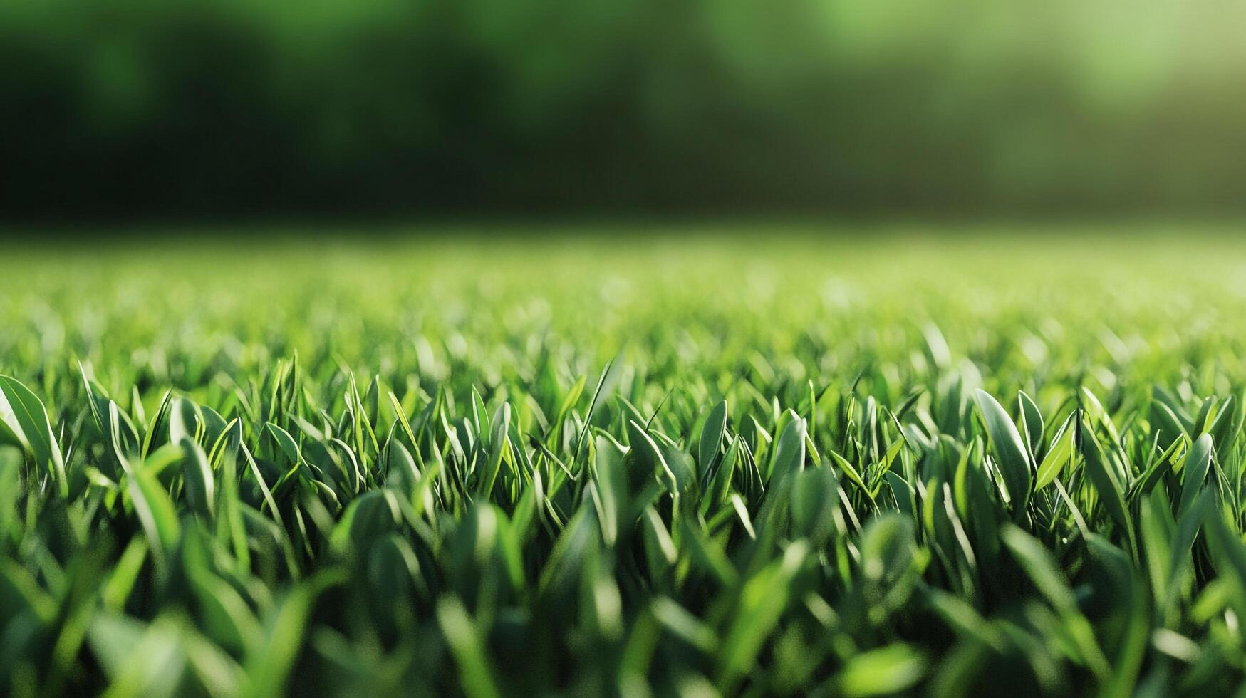 Lush green grass blowing gently in the wind with an out-of-focus background. A peaceful scene, perfect for springtime imagery. photo