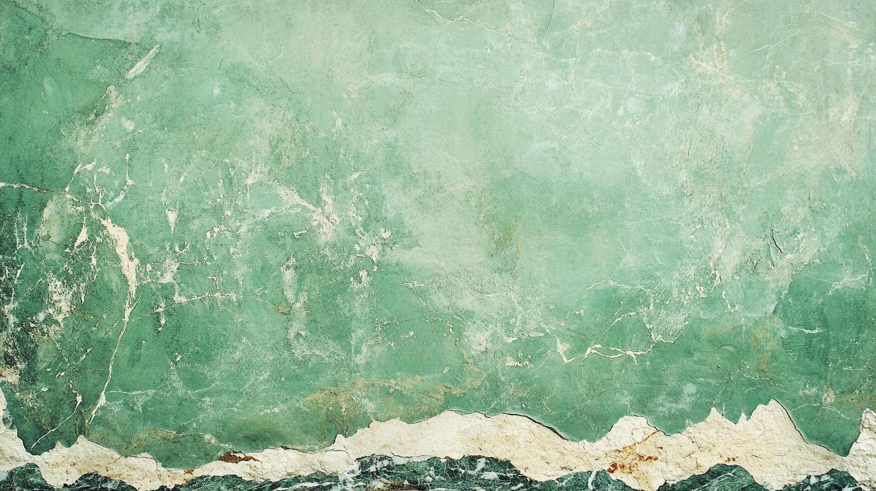 Close-up of an old weathered green wall with plaster coming off, creating a textured and aged surface, perfect for rustic backgrounds. photo