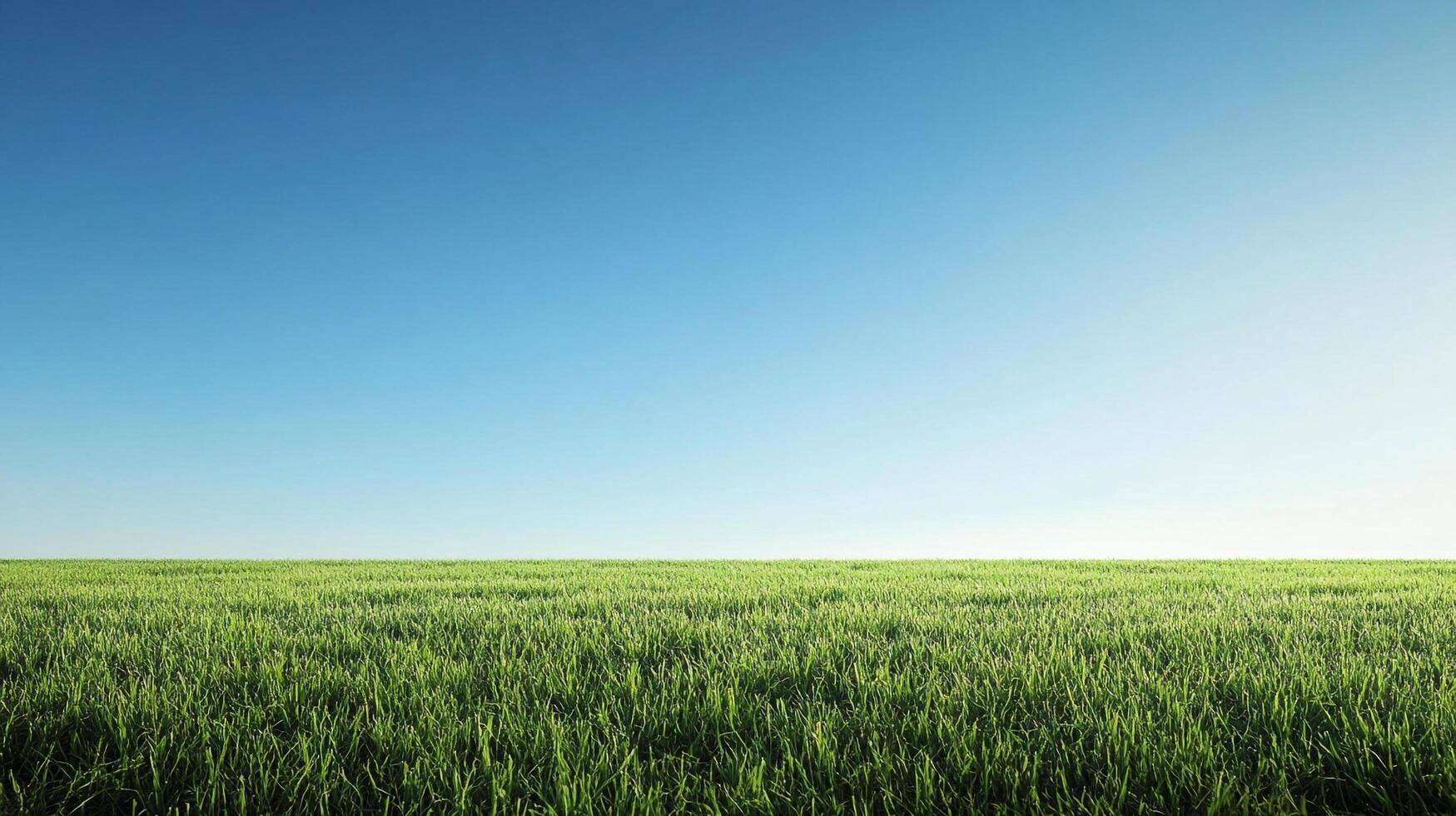 A vibrant meadow under a clear blue sky, inviting tranquility and serenity. A simple, yet beautiful natural landscape to calm your senses. photo