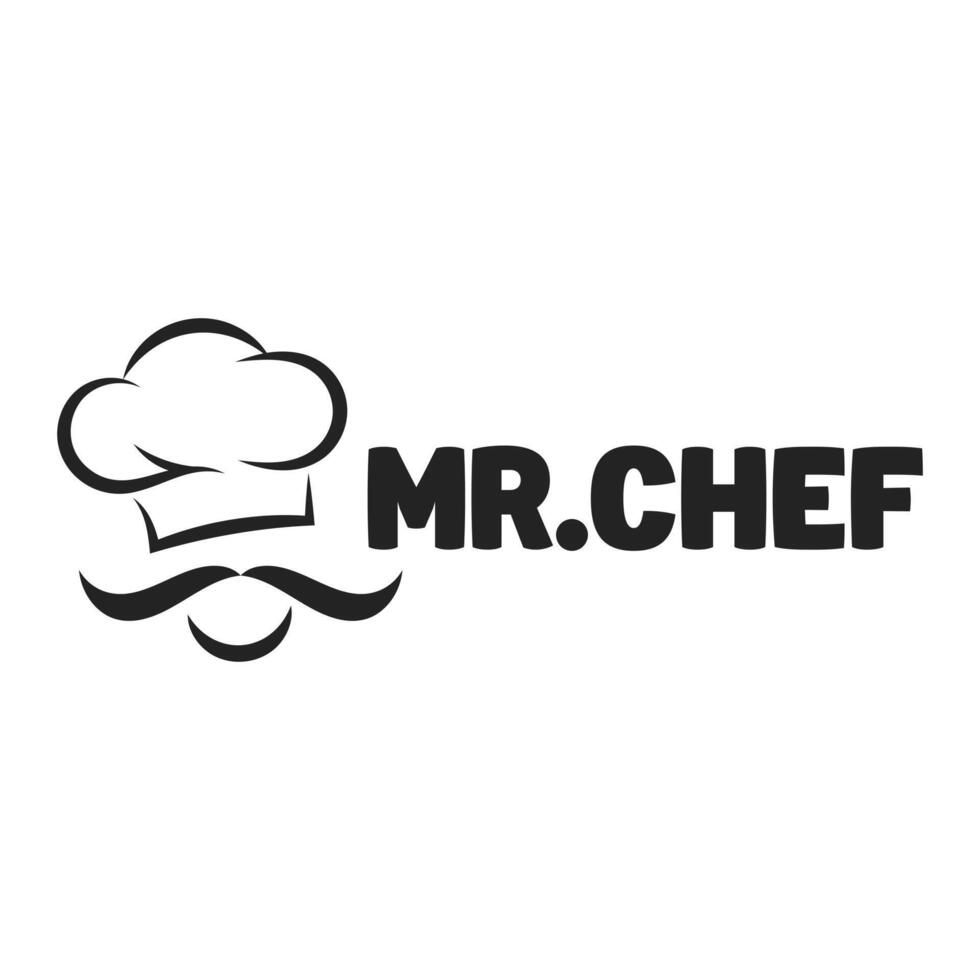 mister chef flat minimalist logo design vector