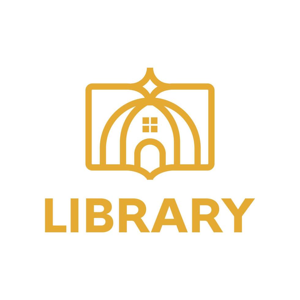 library home shine flat minimalist logo design vector
