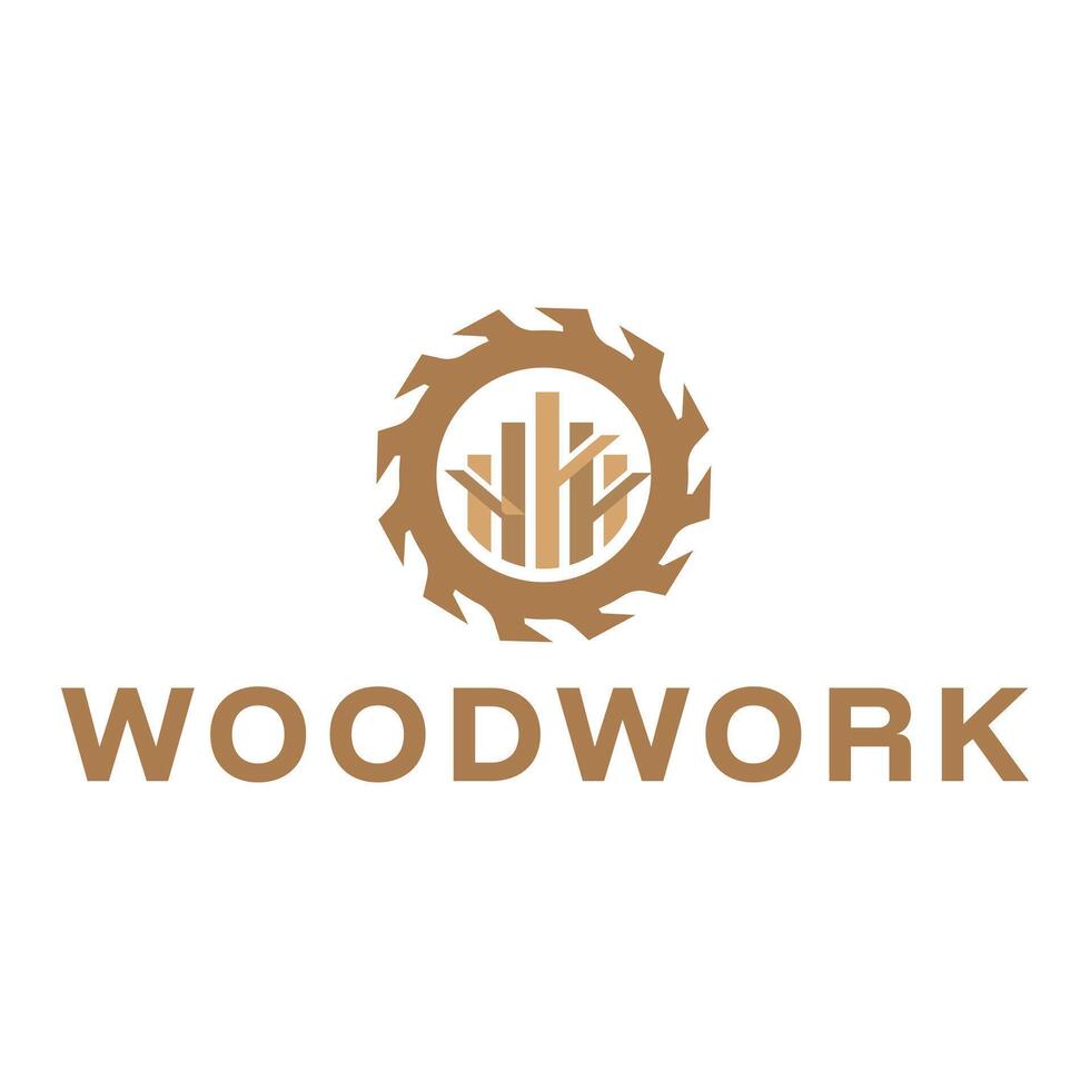 woodwork flat minimalist logo design isolated on white background vector