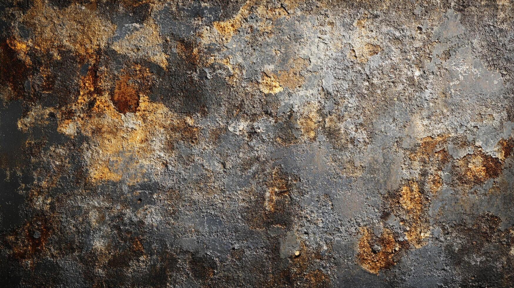 An abstract depiction features a fusion of gray and rust hues, evoking a sense of aged, weathered surfaces, showcasing unique textures. photo