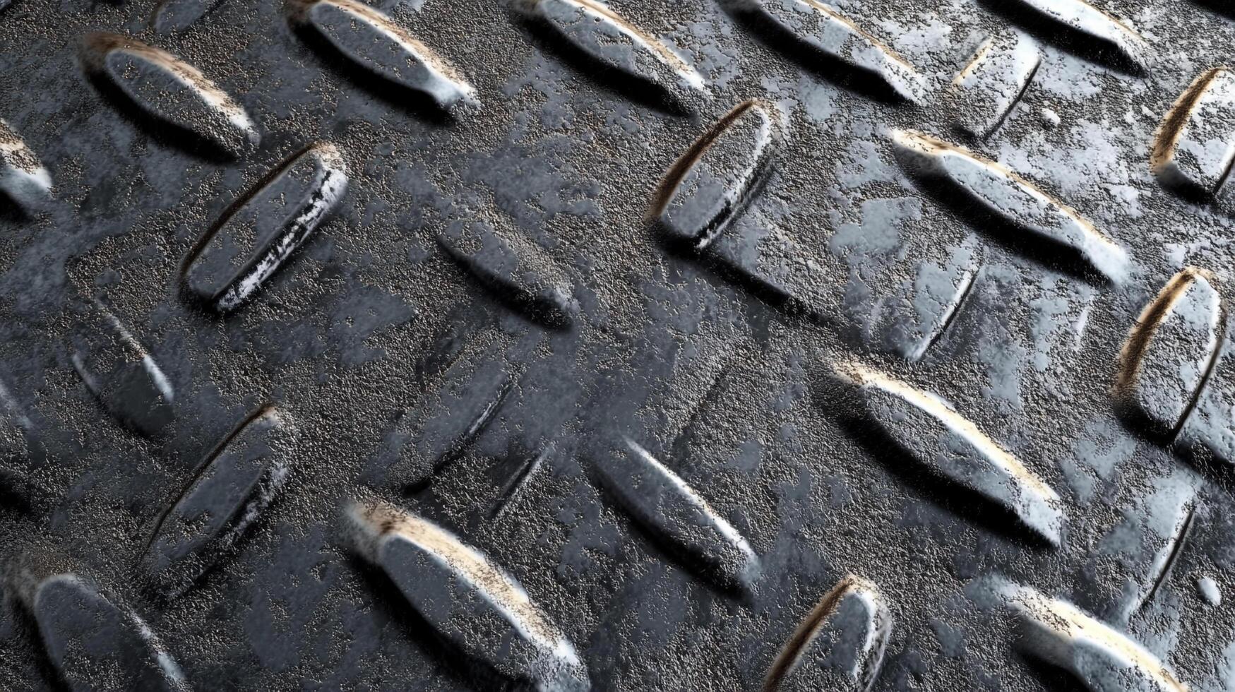 Detailed view of a textured metal surface, showcasing industrial strength and durability with a robust, patterned design and metallic sheen. photo